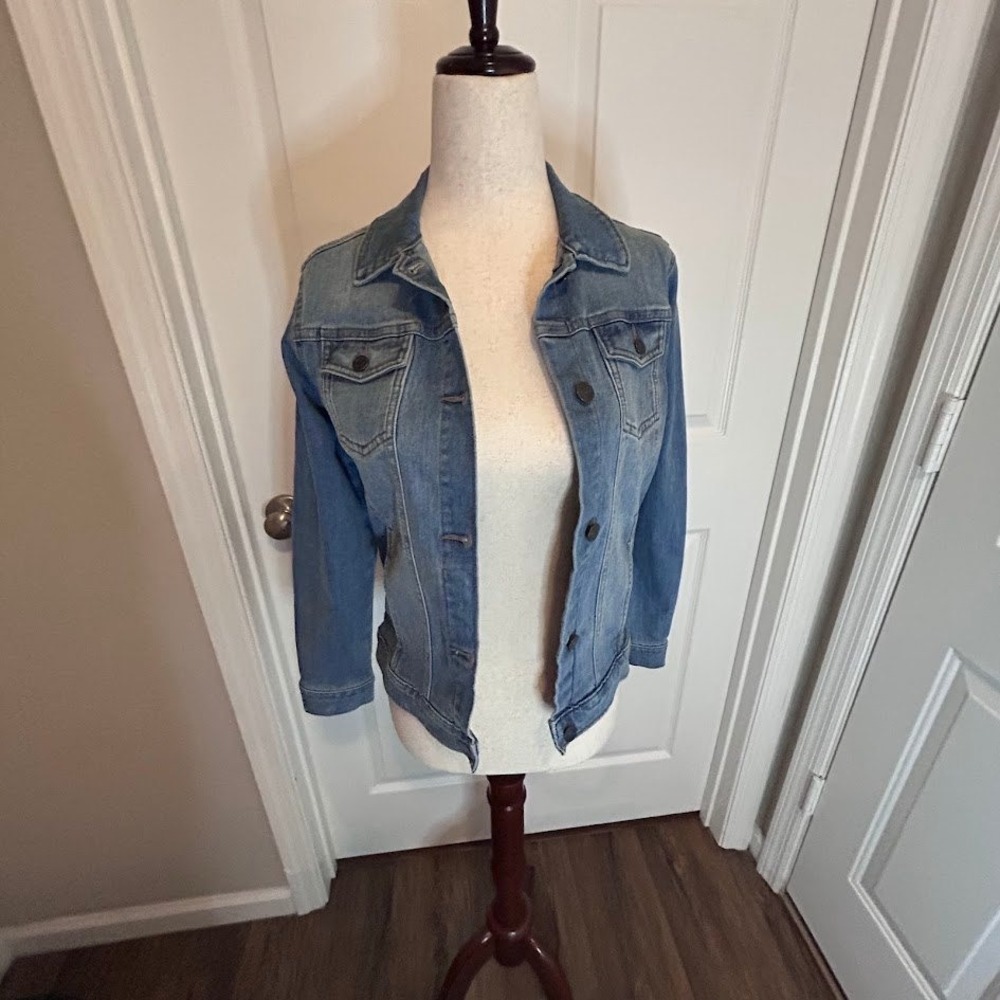 Lands' End Girl's Jean Jacket Size Large Denim Button Collared Country
